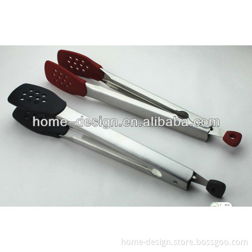 Stainless steel food tong with nylon clip